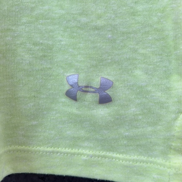 Under Amour Womens Neon Green Yellow Sleeveless Workout Top Size Small Raw Hem - Picture 5 of 14